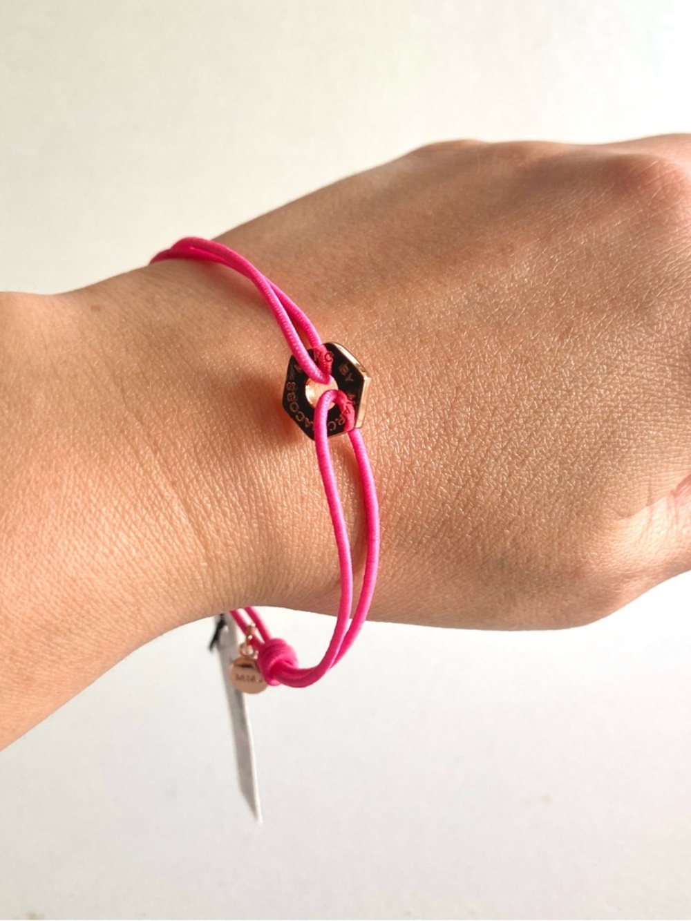 Marc By Marc Jacobs Hot Pink Cord Bracelet with Gold Octagon Charm